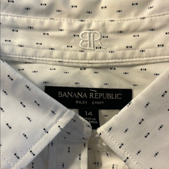 Banana Republic White Patterned Riley Shirt Size 14 NWT - Picture 7 of 11
